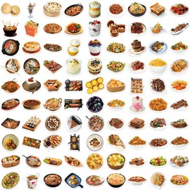 90pcs Chinese Food Stickers for Notebook Guitar Skateboards Laptops Water Bottles Bikes Luggage Computer Phone Hard Hat Car Birthday Party Decal Decoration