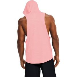 Project Titan Men's Icon Cut Off Hoodies Workout Hooded Tank Tops Sleeveless Gym Shirts Salmon Pink