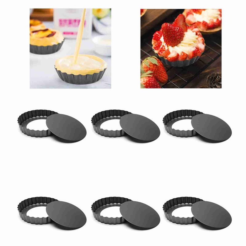 6Pcs 3in Quiche Pan Food Grade Prevents Sticking Carbon Steel