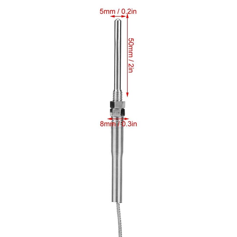 Hilitand Thermocouple, M8 Thread PT100 Platinum Resistor, Thermocouple Probe Temperature