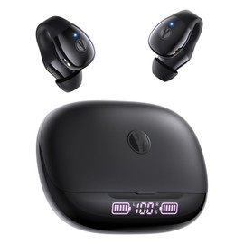 YUMONDEAR Open Ear Wireless Earbuds, Bluetooth 5.4 Clip on Earbuds with Mic, Open Ear Headphones with Charging Case LED Display, 44H Play, IP54, Lightweight Comfort for Running Sport Workout (Black)