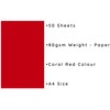 Coral Red A4 Coloured Craft Paper 80gsm (50 Sheets)