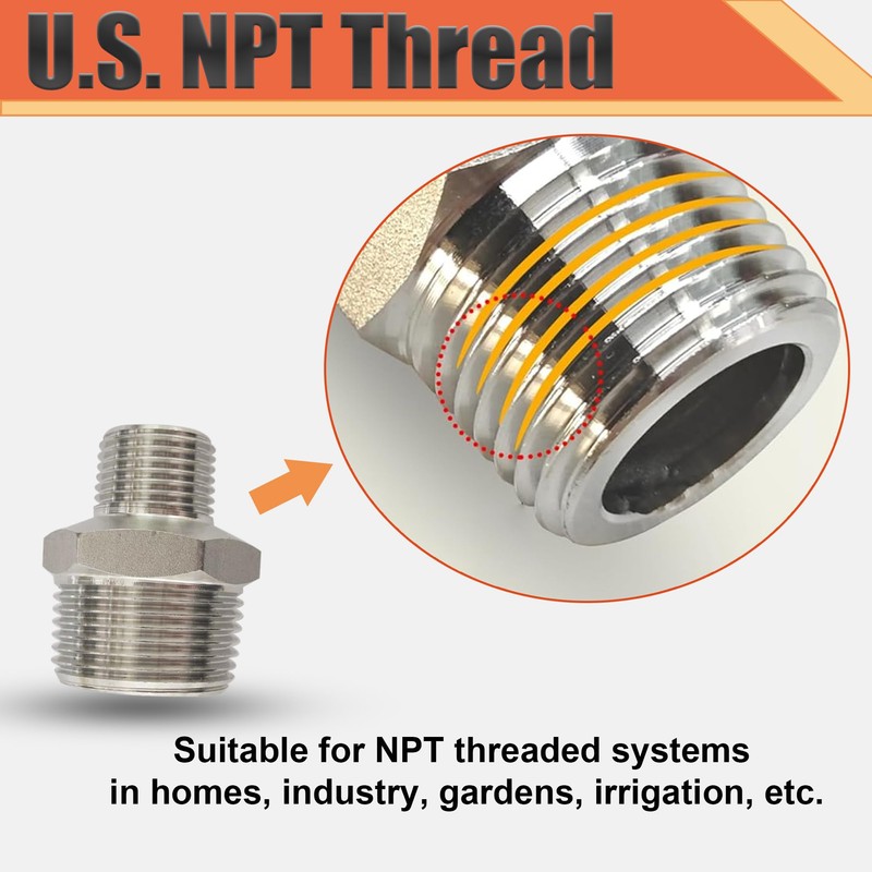 1” Male x 3/4"Male NPT Threaded Reducing Nipple Pipe Fitting