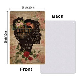 Hobbspring Books Into The Library Vertical Poster 30 x 20 cm Vintage Metal Tin Sign Book Dictionary Wall Decoration with Pre-Drilled Holes for Decoration