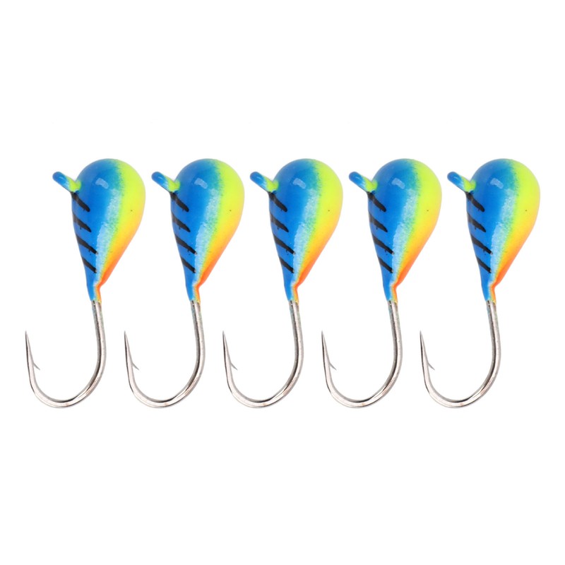 5 Pcs Ice Fishing Jigs Kit High Carbon Steel Ice