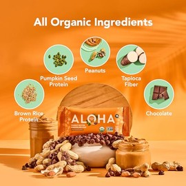 ALOHA Organic Plant Based Protein Bars |Peanut Butter Chocolate Chip | 1.98 Oz (Pack of 12) | Vegan, Low Sugar, Gluten Free, Paleo, Low Carb, Non-GMO,