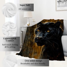 VODRM Black Panther Portrait Blanket,50x60in,Cool Striking Dog Face Throw Blankets,Gifts for Men Women & Pet Lovers, Lightweight Soft Fleece Cozy,for Sofa Couch Bed Room Rustic Decor