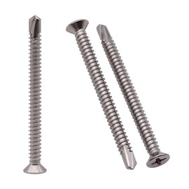 #12 x 3 Phillips Flat Head Sheet Metal Screws, Stainless Steel 410 Self Drilling Screws for Metal, Countersunk Head, Phillips Drive, Self Tapping, 30 Pack
