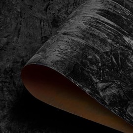 Self Adhesive Velvet Wallpaper Black Soft Velvet Fabric Wallpaper 17.7"x80" Wrinkled Textured Felt Fabric Wall Paper Peel and Stick Black Flocking Liner Paper for Drawer Jewelry Removable