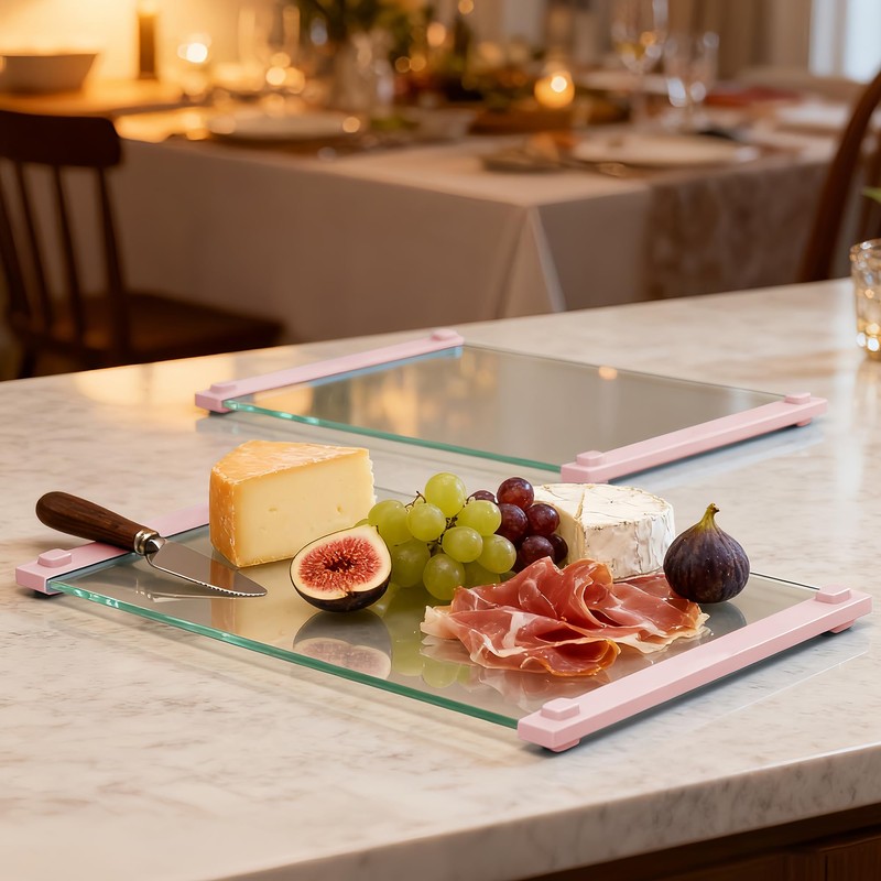 2PCS Glass Cutting Board with Silicone Grip, 80% Stronger Shatter
