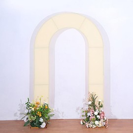 Balsa Circle 8 feet Beige Fitted Spandex Double Open Arch Backdrop Stand Cover | Event U-Shaped Arch Fabric Covers Outdoor or Indoor Party Reception Home Photography Decorations Supplies
