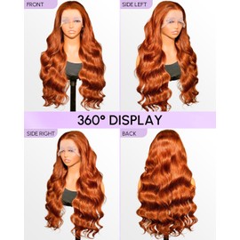 32 Inch Ginger Wig Human Hair Body Wave Lace Front Wigs 13x6 Hd Body Wave Lace Front Wig 200 Density Curly Wig Pre Plucked Baby Hair & Tangle Free, Natural Look for Daily Use