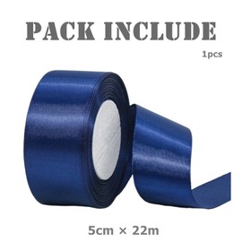50mm Wide Dark Blue Ribbon for Crafting,22M 2Inch Blue Fabric Ribbon Double Sided Satin Solid Ribbon Decorative Large Thick Ribbon for Gift Wrapping Wedding Car Sewing Floral Xmas Presents