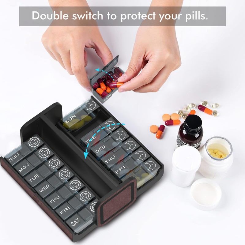 TOMSKYE Multi-functional Pill Case, Large Capacity, Surface Wool, Stylish Portable