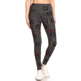 Leggings Depot High Waisted Checkered & Animal Print Leggings for Women-5" Yoga-R718, Hipster Frenchie, Plus Size