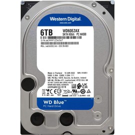 Western Digital WD Blue Internal Hard Drive 6TB CMR 3.5" SATA 5400rpm 256MB Cache PC WD60EZAX-EC