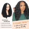 HUA 14 Inch Curly V Part Wig Human Hair Mixed