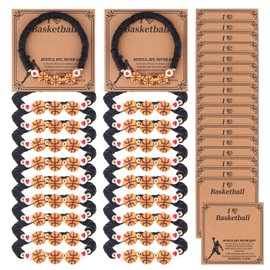 20pcs Basketball Bracelets, Basketball Gifts Beaded Sport Bracelet with Inspirational Cards Team Gifts Jewelry for Sport Lovers Players Presents (Black)
