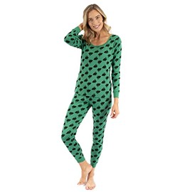 Leveret Womens 2 Piece Pajama Set Top & Bottom 100% Cotton Bunny Rabbit Green (Size Large)