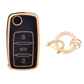 OFFCURVE Car Key Case Key Cover Car Key Cover Key Case with Key Fob for VW Volkswagen Polo Golf 4/5/6 Multivan T5 Jetta Bora Passat Skoda Fabia Seat Ibiza