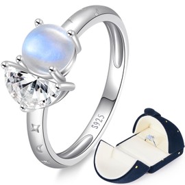 ETERMBOL Celestial Sun and Moon Ring Moonstone Ring for Women 925 Sterling Silver Sun and Moon Ring Celestial Bodies Enthusiast Engagement Ring Statement Proposal Gift for her Size 9