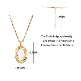 Women'S Exquisite Oval Shaped Mother Of Pearl Shell (Fritillary) Pendant Necklace, Minimalist Jewelry, Gold-Plated Stainless Steel Material