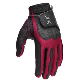 Handy Picks Men’s Golf Gloves, Premium Japanese Synthetic Leather, Stretch Fit, Enhanced Durability n Breathability (Black n Red, Medium Large)