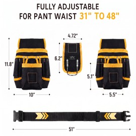 Tool Belt for Men, 26-Pocket Heavy Duty Tool Pouch with Magnetic Holder