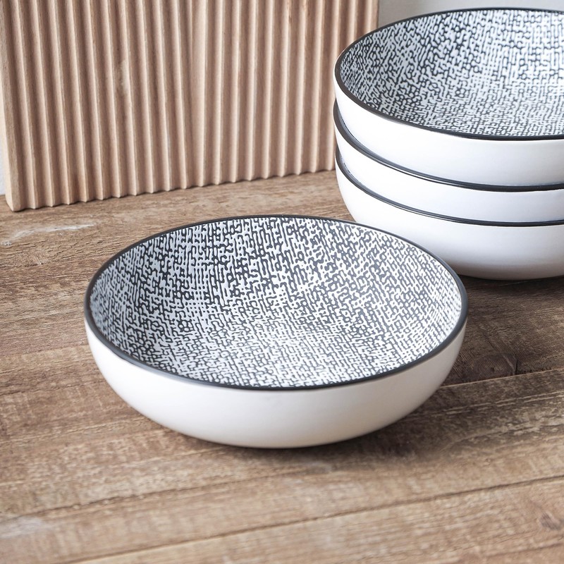 Stone Lain Sophie Rustic Stoneware Dinnerware Service for 4, Black