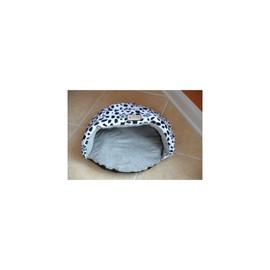 Maykoosh Cozy Cave Pet Bed for Cats and Small Dogs, Canvas and Faux Suede, Skid-Free Base, Sage Green with Paw Print, Filled with Polyfill