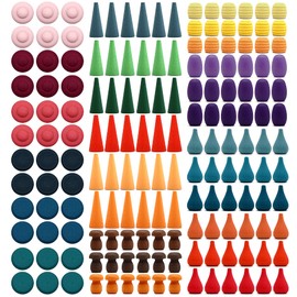 Large Set Full Rainbow Color Style Wooden Loose Parts Sensory Play Toys, Rainbow Mandala Loose Parts 7 Shapes, 27 Colors, Rainbow Stacker Nesting Toys Parts (162 PCS)…