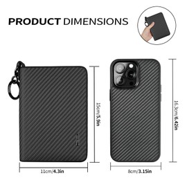 T-carbon Credit Card Holder with ZIpper 24 Card Slots