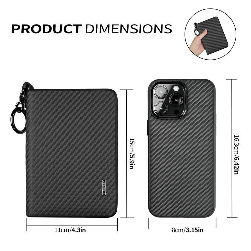 T-carbon Credit Card Holder with ZIpper 24 Card Slots
