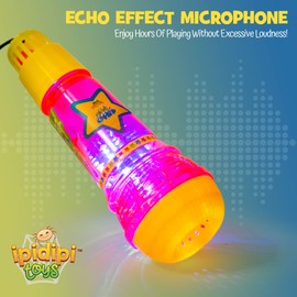 Echo Mic for Kids, Toddlers - Magic Microphone with Multicolored Flashing Light and Fun Rattle - Pink and Yellow - Speech Therapy Feedback Toy - Retro Gift For Boys, Girls Who Love Singing and Music