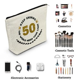 YULUENZE Inspirational Birthday Presents 50th Birthday Golden Shining Remember You Are Braver Stronger Smarter Beautiful Happy 50-Year-Old Birthday Present for Women Friends Sisters