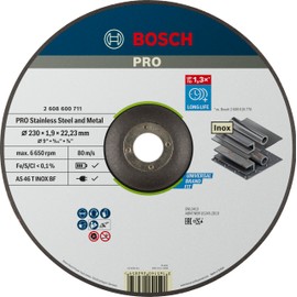 Bosch 1 x PRO Stainless Steel and Metal Longlife Thin Cutting Disc for Large Angle Grinders and 22.23 mm Bore (for Steel, Stainless Steel, Diameter 230 mm, Professional Accessories Large Angle