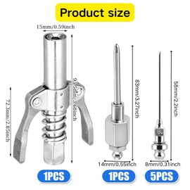 2xfifty Grease Needle Tip Accessory Set,10000 PSI Double Handles Grease Gun Coupler,Grease Gun Injector Needle Dispenser Grease Injection Needle Nozzle Set