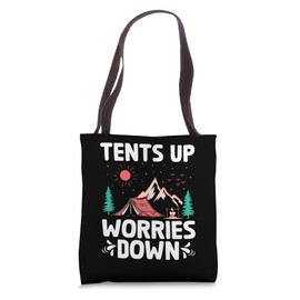 Tents Up Worries Down Camping Scouting Scouts Scout Tote Bag