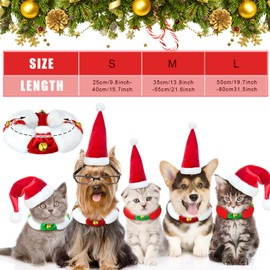 Abbylike 3 Pcs Christmas Plush Jingle Bell Dog Collar White Red Green Stretchable Festive Christmas Holiday Neckwear Elastic Christmas Dog Collar for Cat Dog Puppy Holiday Dress up Accessory (Medium)