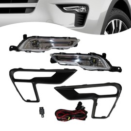 YIYIBYUS for 2018 2019 Ford Explorer Clear LED Fog Light Kit w/Switch Bezel Wire Front LED Fog Lights Driving Bumper Lamps Assembly Replacement HS7Z15200F, HS7Z15201F