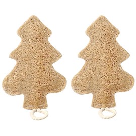 2-Pack Natural Loofah Exfoliating Body Scrubber, Biodegradable Egyptian Shower Loofah Sponges, Vegetable Scrubber for Kitchen, Dishwashing Scouring Pad (Christmas Tree Styling)