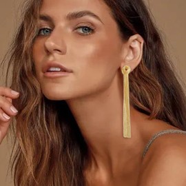 Clearine Fashion Long Chandelier Tassel Knot Dangle Drop Earrings for Women Party Prom Gold-Tone