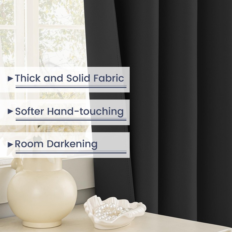 Phating Extra Long Blackout Curtains, Room Darkening Grommet High Ceiling