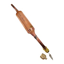 REFRIGE-AIR Copper Filter Drier 1/4" x 1/4" with Charging Valve – Bi-Directional Liquid Line Filters for R134A R502 R22 R12 – Universal Fit, Easy Install, Moisture & Acid Control