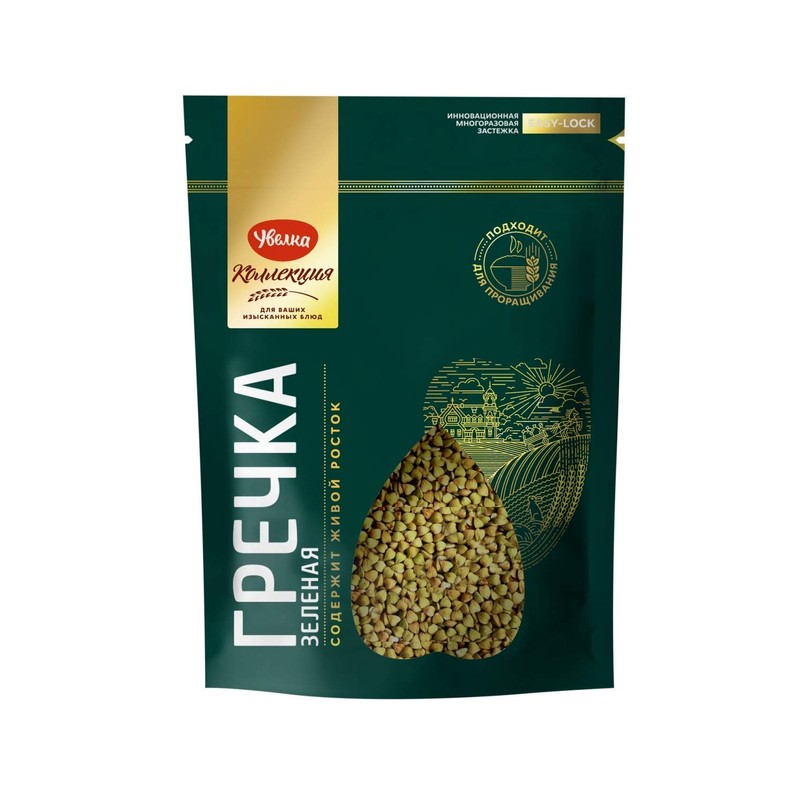 Uvelka Green Buckwheat Groats Premium Grade (non steamed), Easy-Lock, From