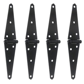 T Tulead Gate Hinges Black Shed Hinge Iron Strap Hinges Door Hinge Furniture Door Hardware 6-Inch,4PCS with Mounting Screws