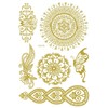 5 Sheets Temporary Metallic Flash Tattoos Set Gold5 VV Gold