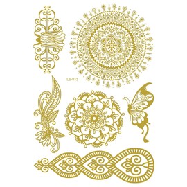 5 Sheets Temporary Metallic Flash Tattoos Set Gold5 VV Gold Silver Tattoos