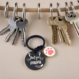 RiTeDei Cat Keyring for Cats Mother, Cute Pet, Cat Lover Car Keyring, Gift for Friends and Women, black