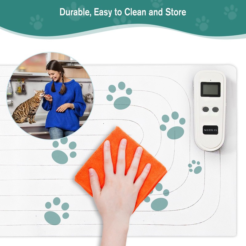SEERWAY 2 Rechargeable Pet Shock Mats Same Size, Cat Repellent